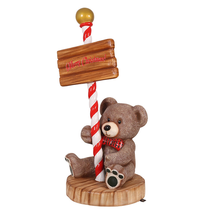 Teddy Bear With Merry Christmas Sign