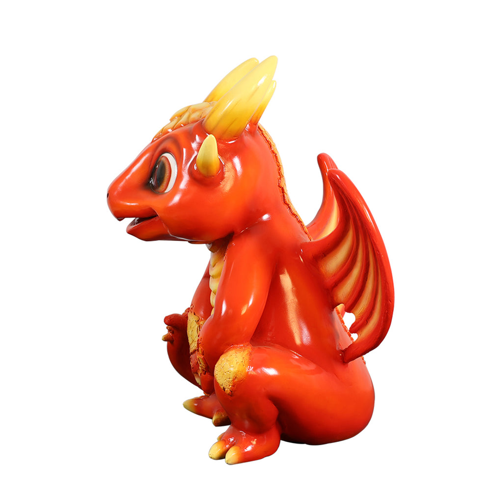 red fire dragon figurine side view