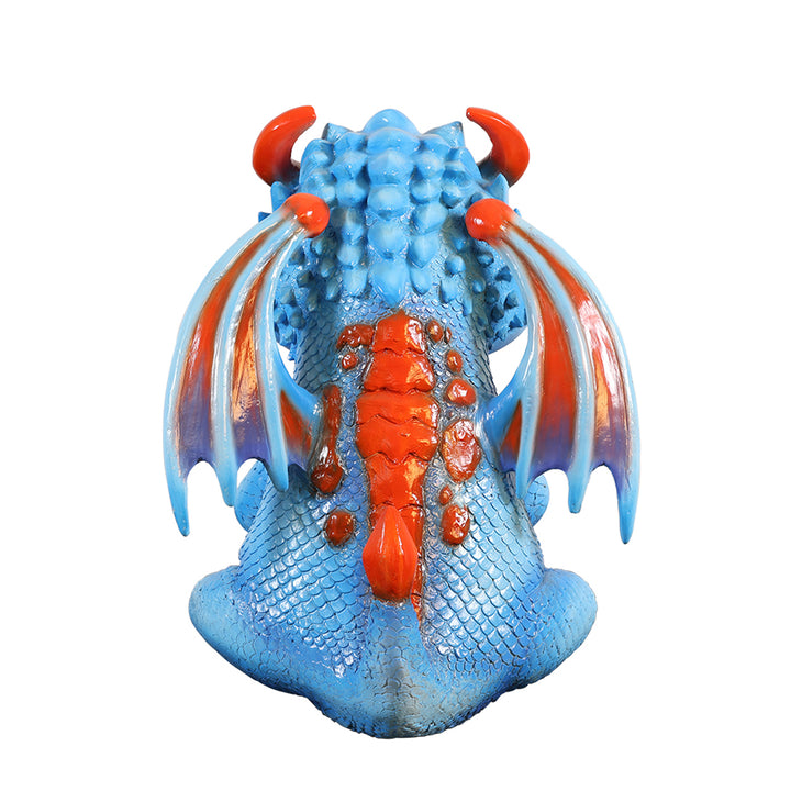blue dragon statue for halloween backview