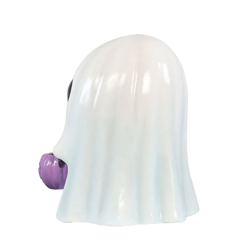 ghost figurine with bucket halloween display side view