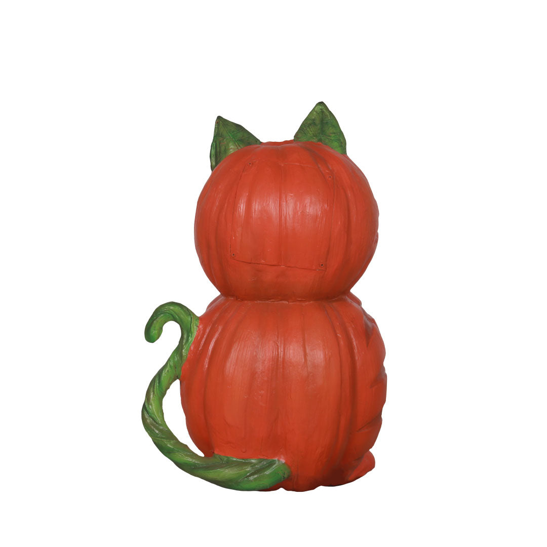 pumpkin cat statue backview