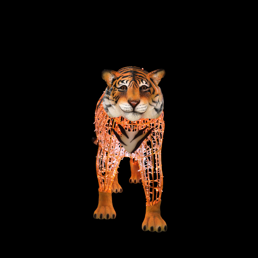 Illuminated Tiger Walking Statue