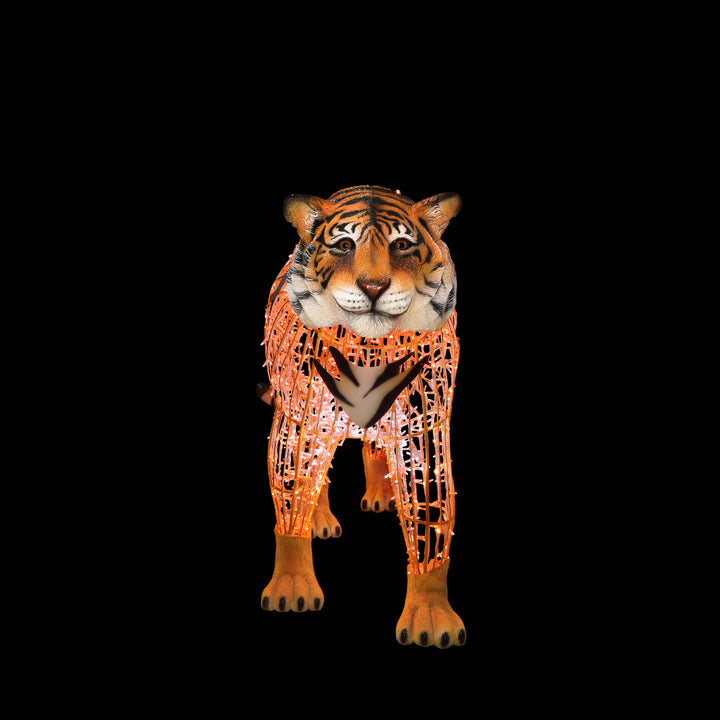 Illuminated Tiger Walking Statue