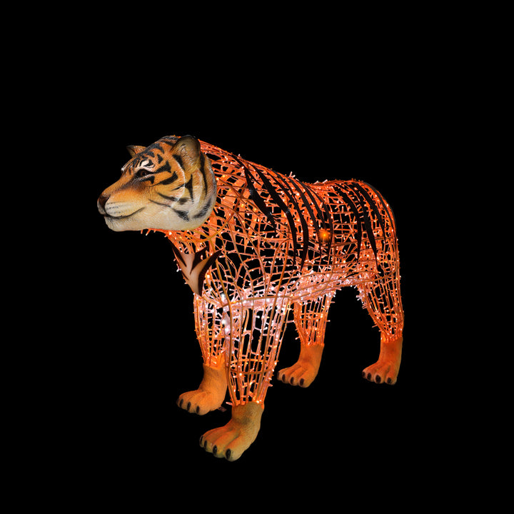 Illuminated Tiger Walking Statue