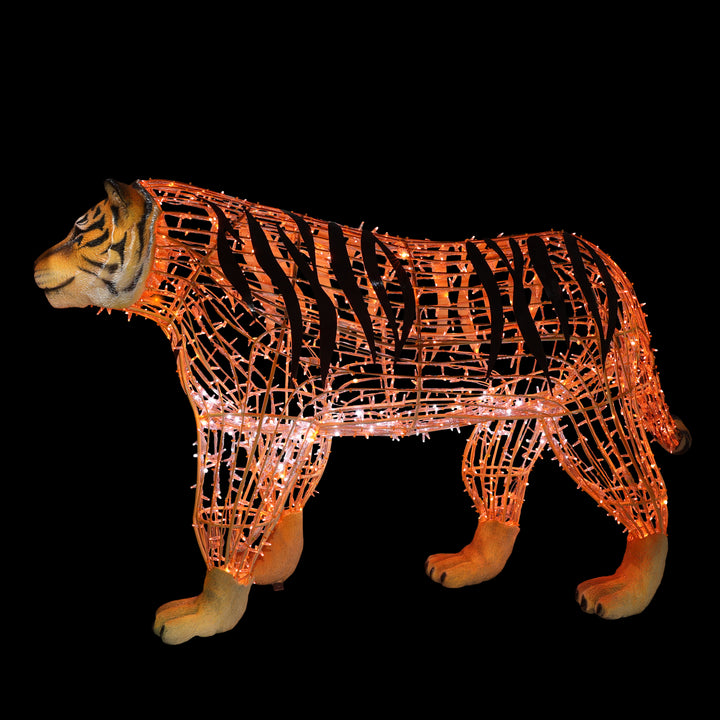 Illuminated Tiger Walking Statue