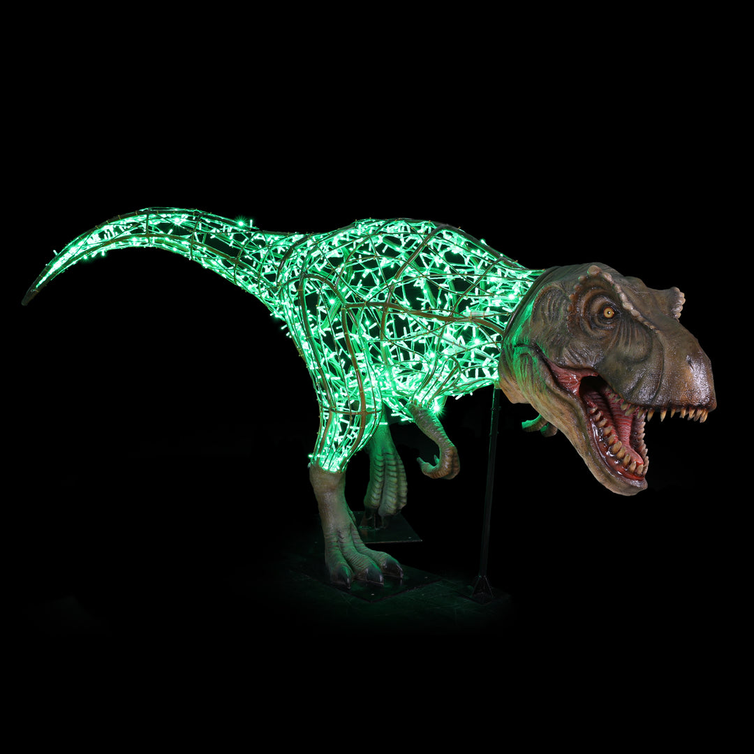 Illuminated T-Rex Head Down Statue