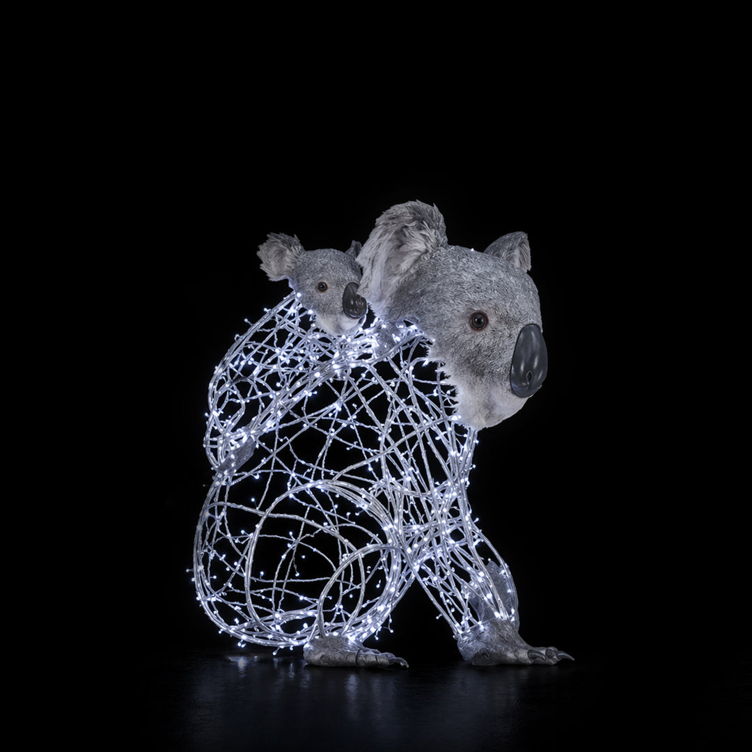 Illuminated Koala Mom And Baby Statue