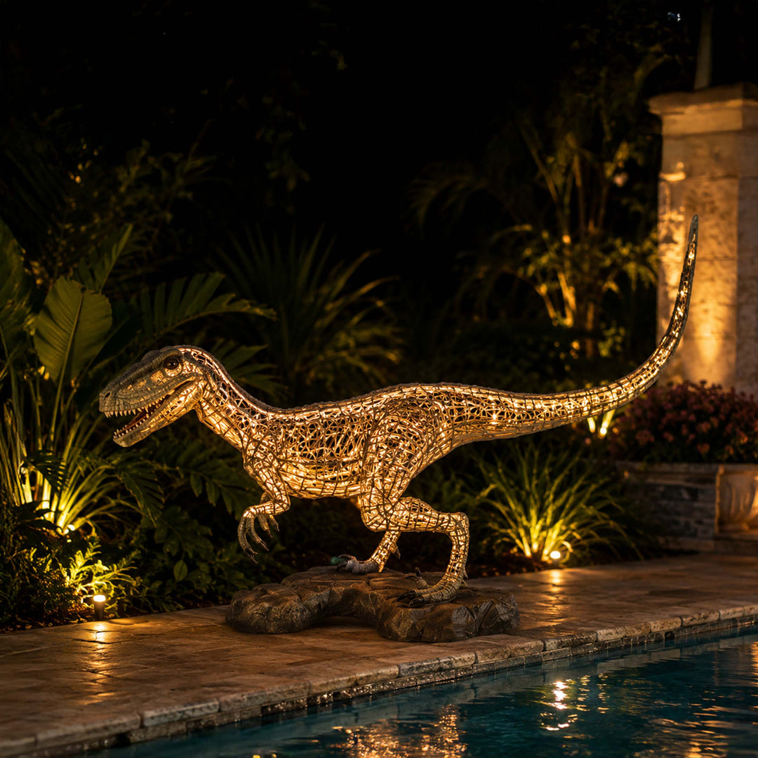 Velociraptor Hunting Light Sculpture