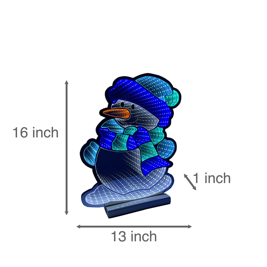 Infinity Blue Christmas Snowman With Wooden Base (40cm or 60cm)