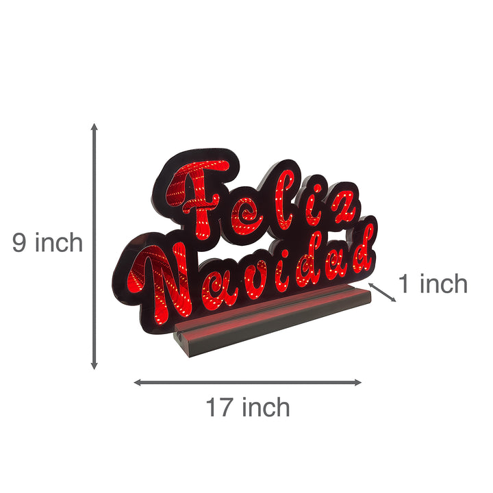 40cm Infinity Feliz Navidad Letters With Wooden Base