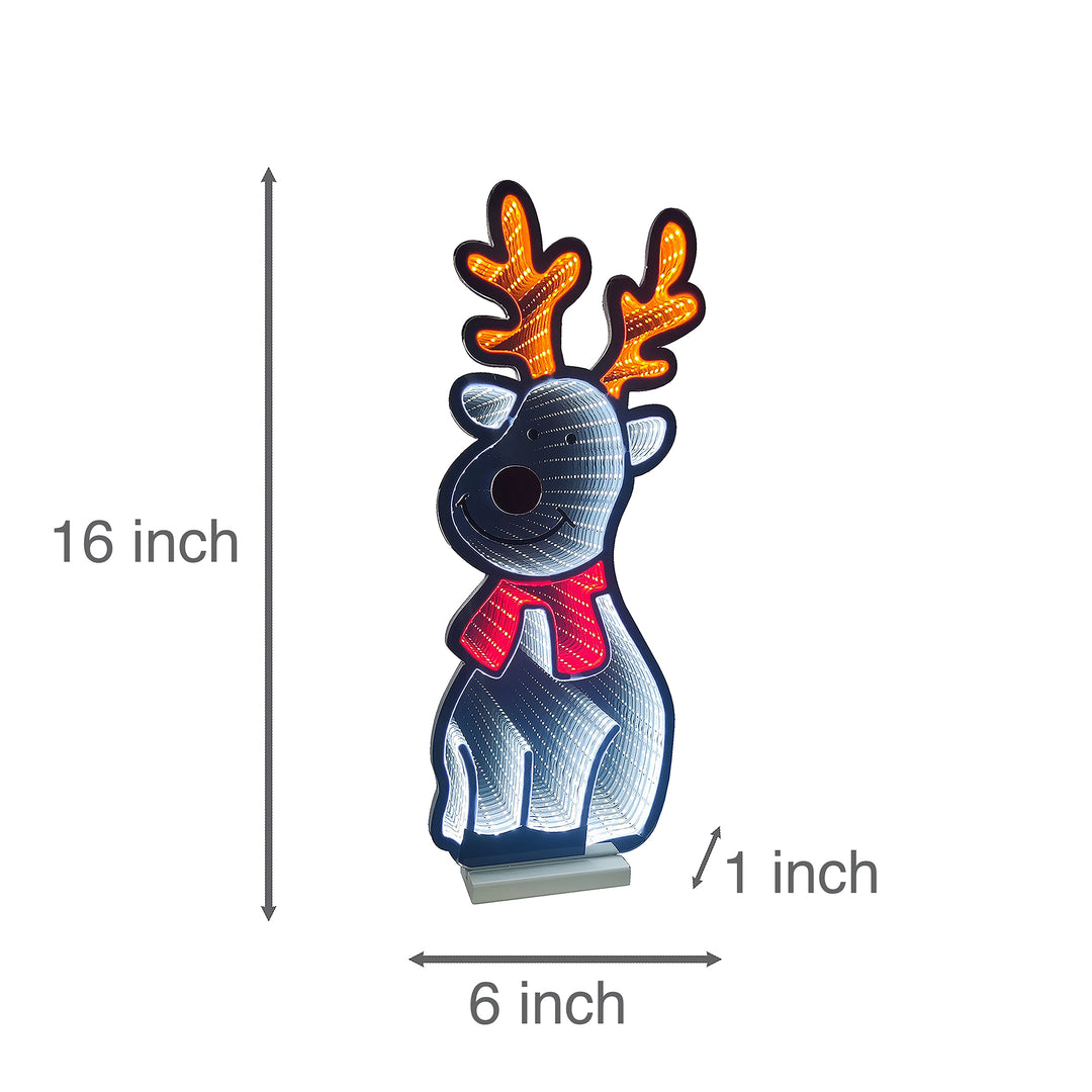 40cm Infinity Standing Reindeer With Wooden Base