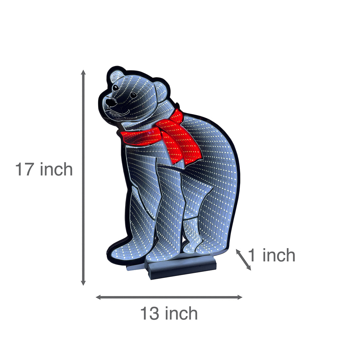 42cm Infinity Light Polar Bear With Wooden Base
