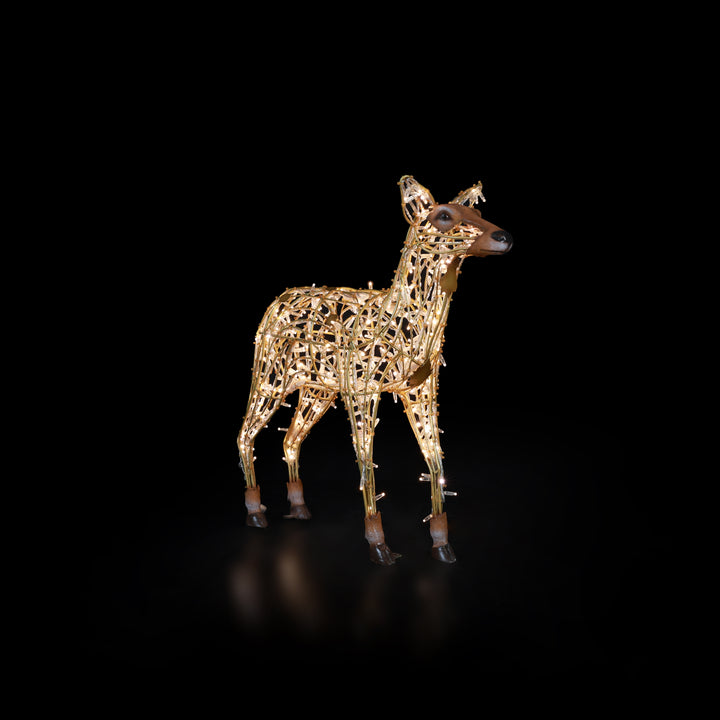 Deer Fawn standing - Golden white - Floor standing