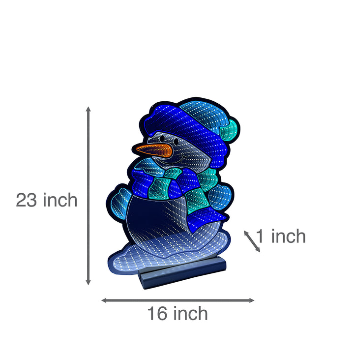 Infinity Blue Christmas Snowman With Wooden Base (40cm or 60cm)