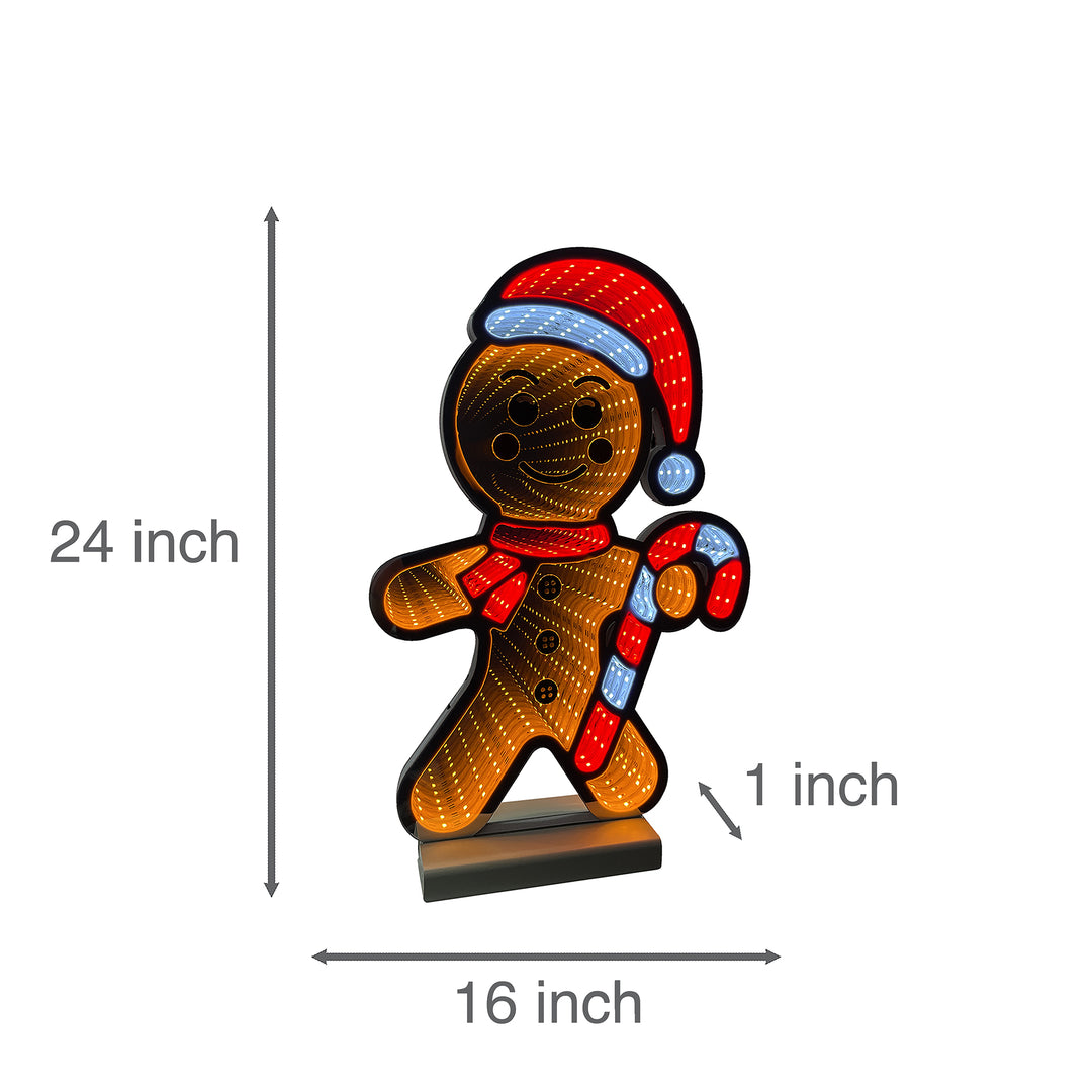 Infinity Christmas Gingerbread Man With Wooden Base (40cm or 60cm)