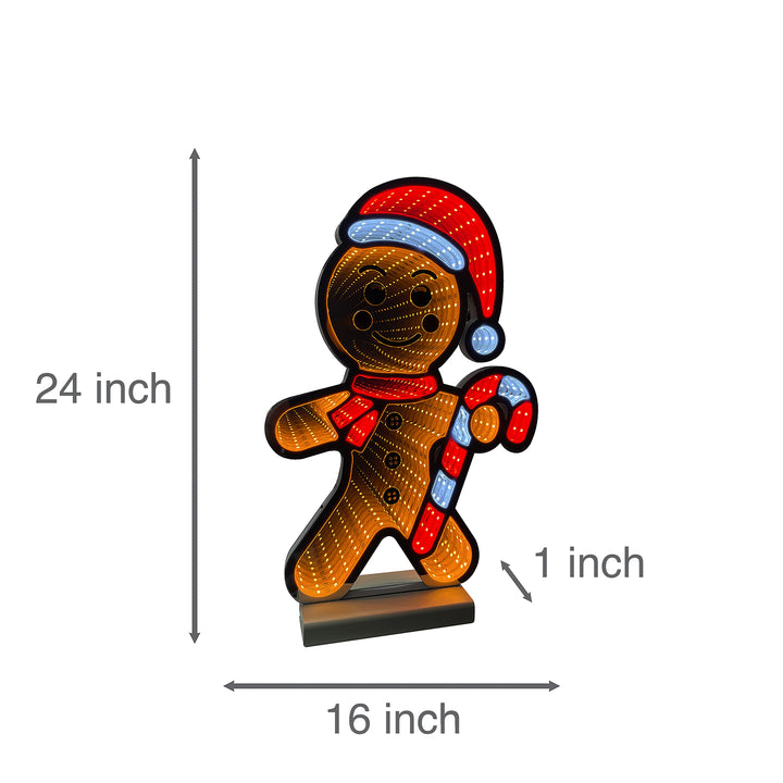 Infinity Christmas Gingerbread Man With Wooden Base (40cm or 60cm)