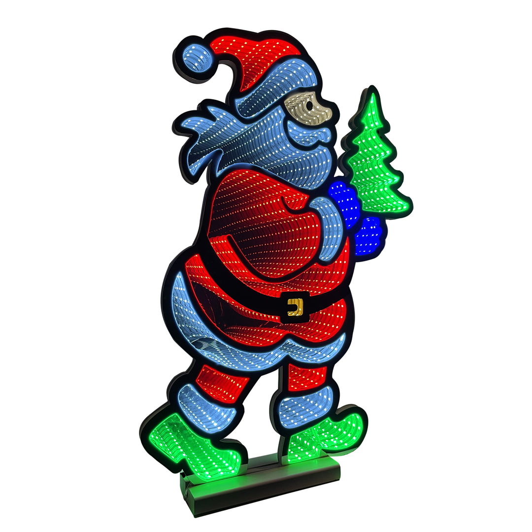 60cm Infinity Standing Running Santa With Wooden Base