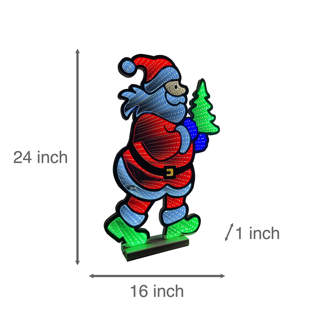 60cm Infinity Standing Running Santa With Wooden Base
