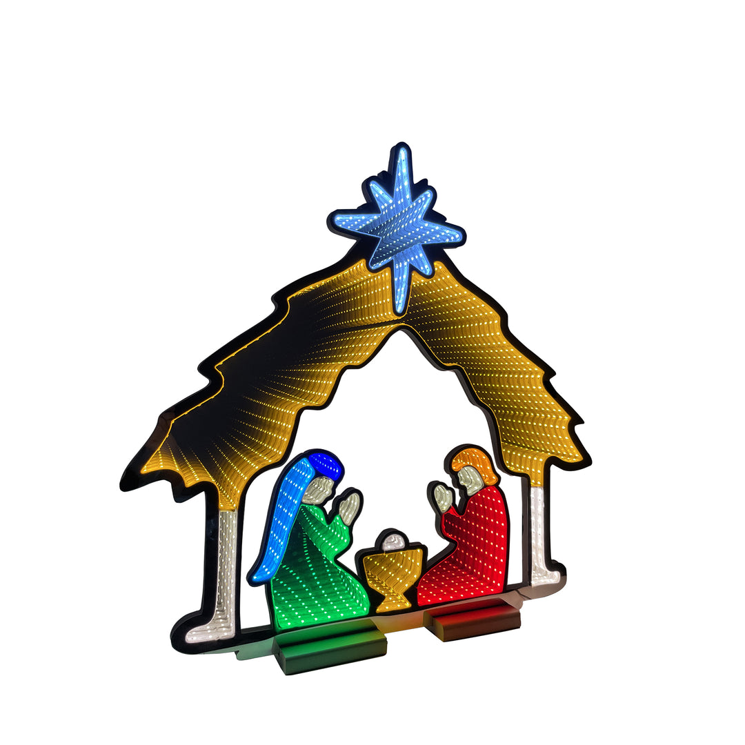 65cm Infinity Nativity With Wooden Base