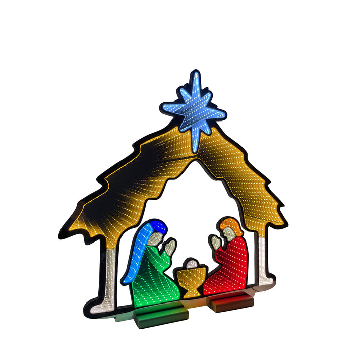 65cm Infinity Nativity With Wooden Base