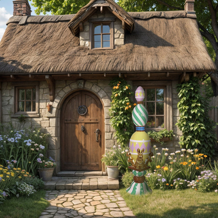 Black & White or Festive-Colored Easter Bunny Finial 6.5ft Tall