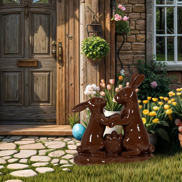Easter Bunny Couple Statue
