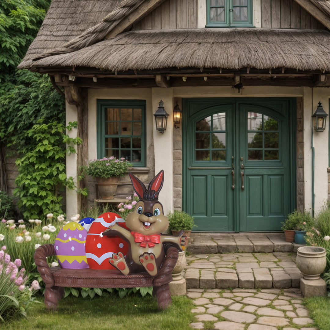 Easter Egg Bench with Easter Bunny