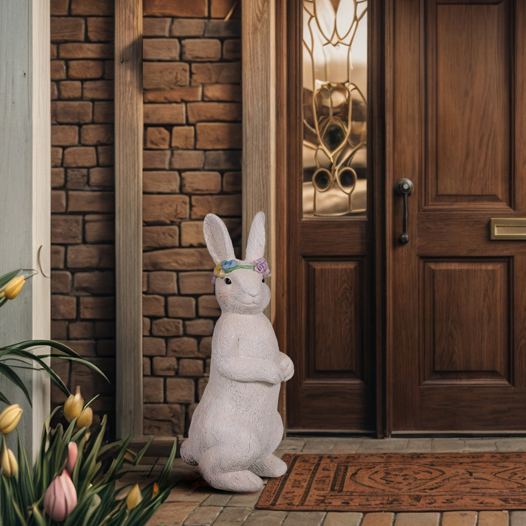 Easter White Standing Bunny Statue