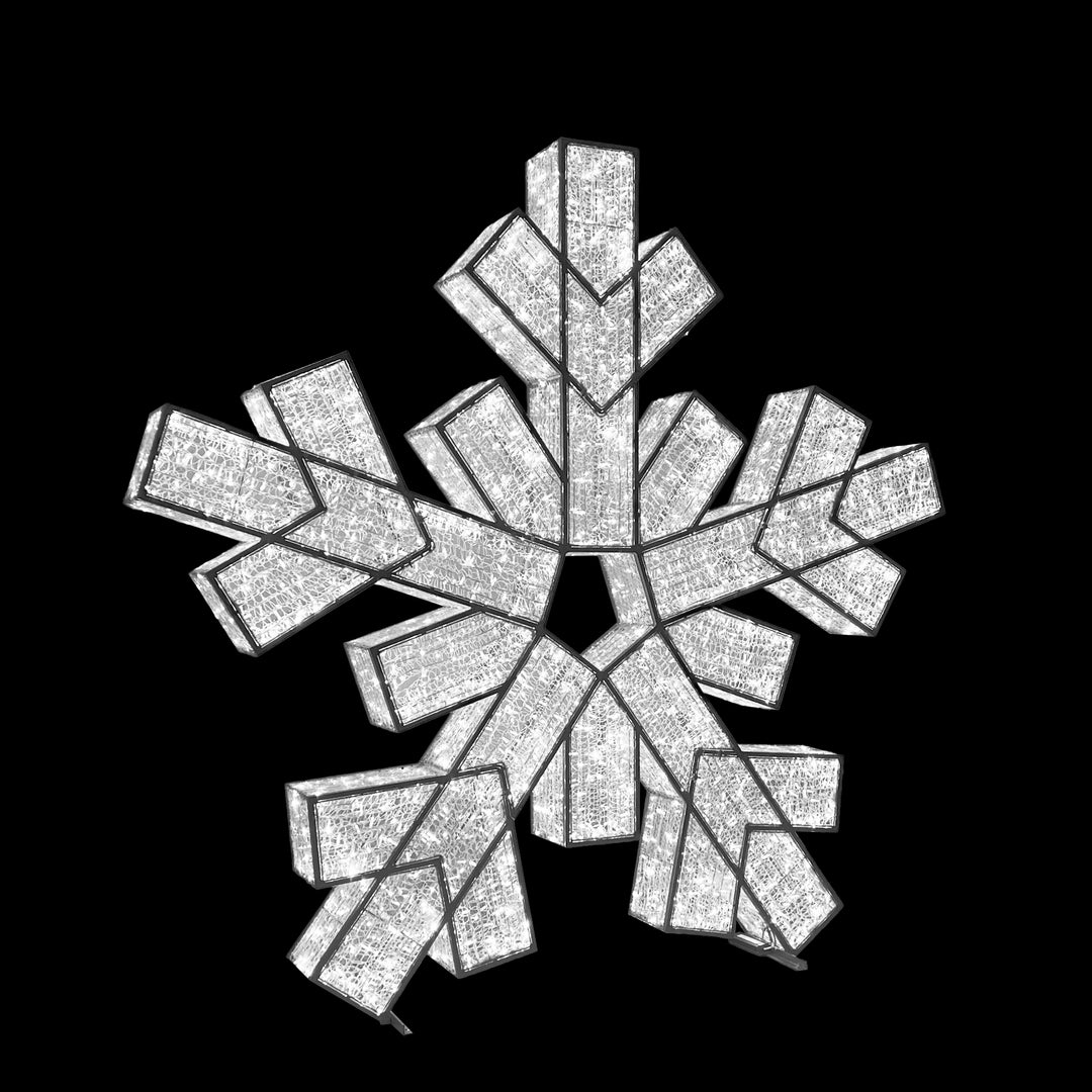 3D Snowflake, Silver, CW LED, Large, 9.8'