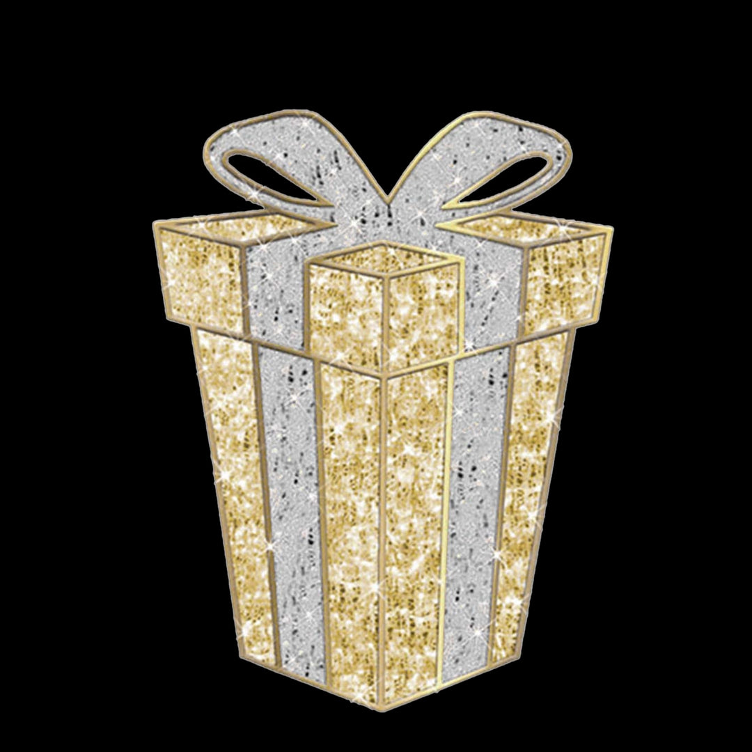 2D Gold with Silver Bow Giftbox, Medium 4ft x 3.1ft