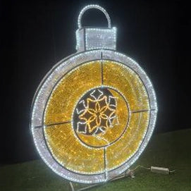 3D Gold and White Ornament 5.9'