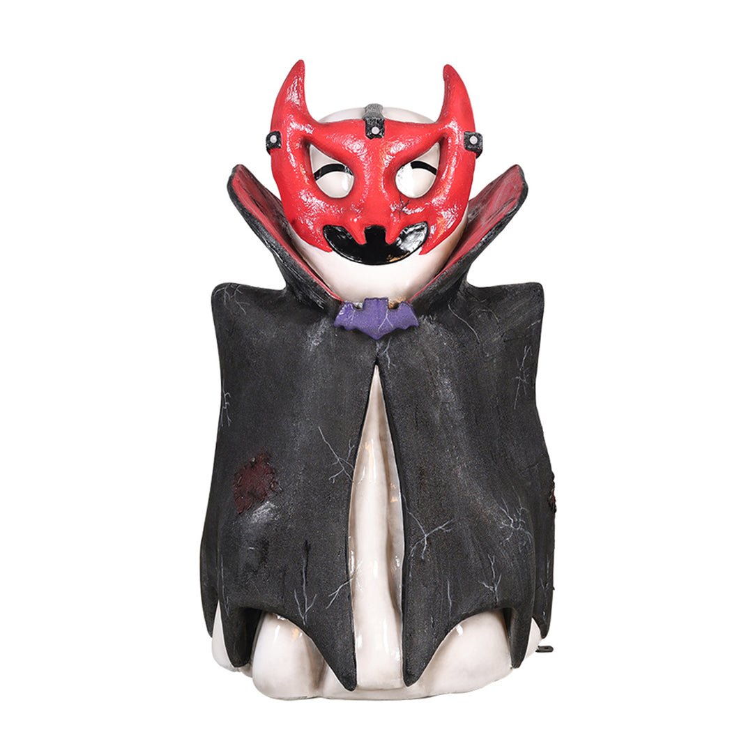 ghost wearing a devil mask front view