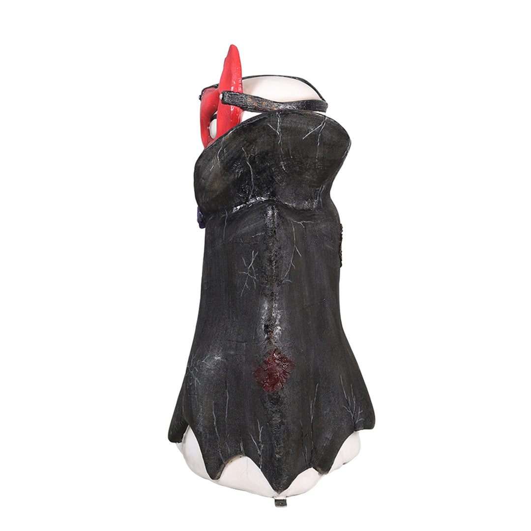 ghost wearing a devil mask side view