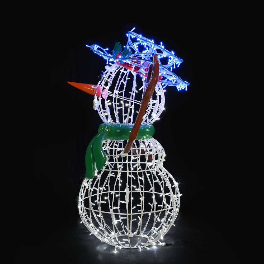a glowing cris snowy statue snowman side 