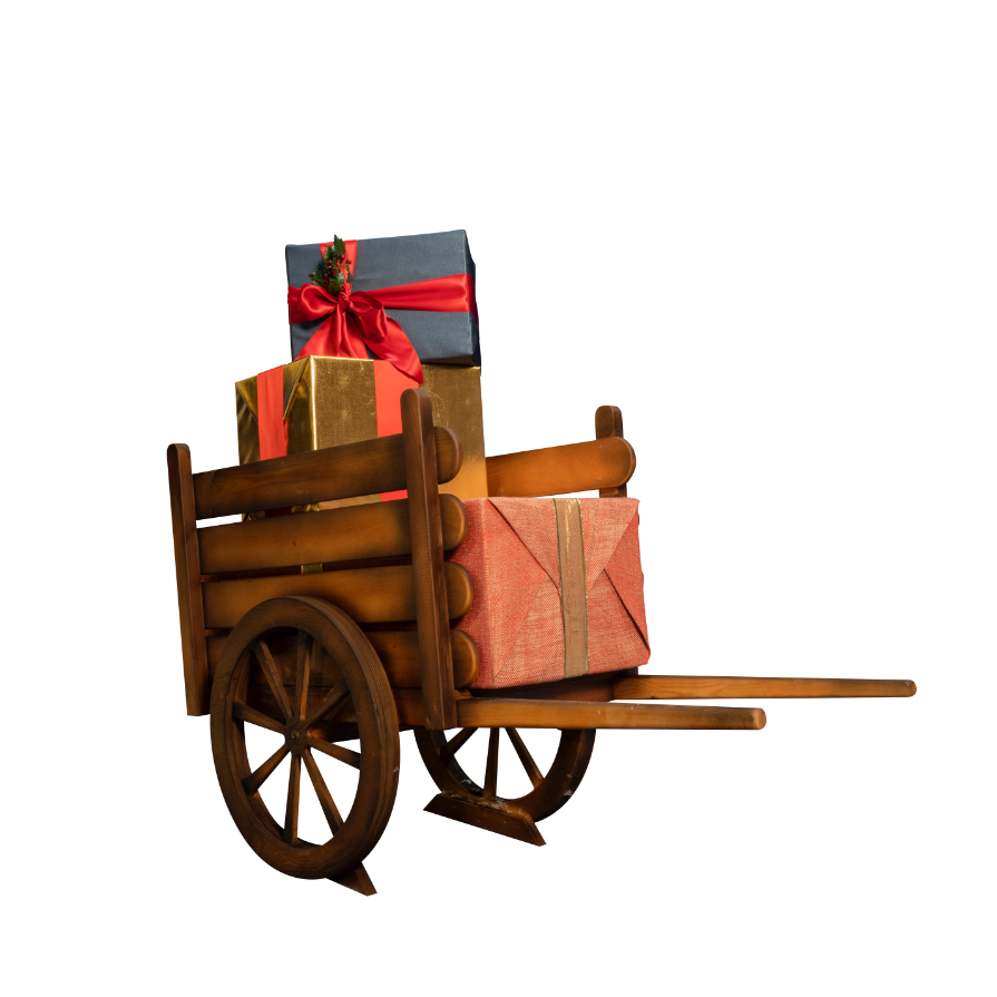 Wooden Cart with Presents