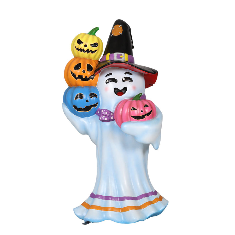 witch ghost holding pumpkins halloween statue