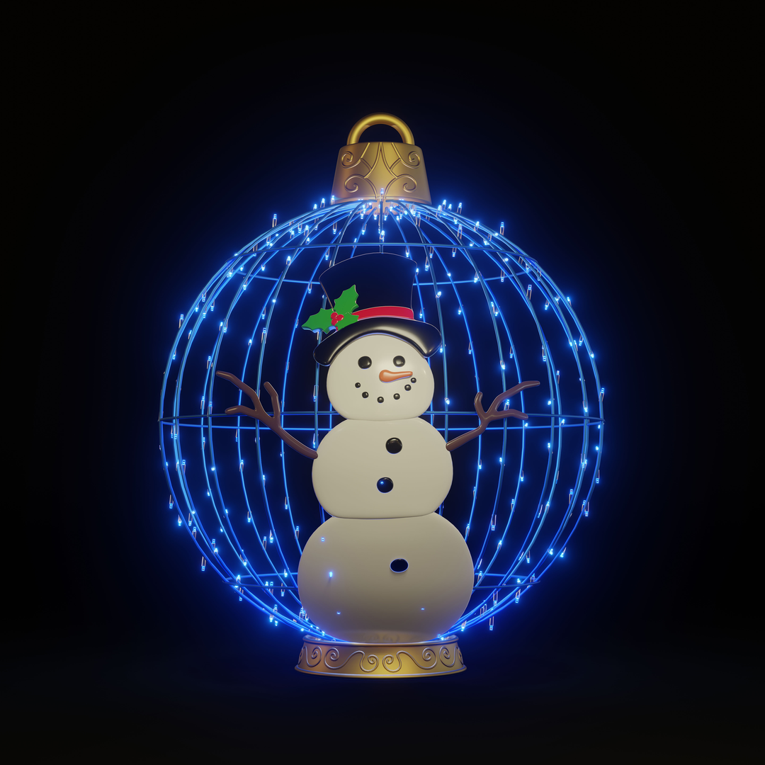 Christmas Ball Snowman 4ft Blue - Standing