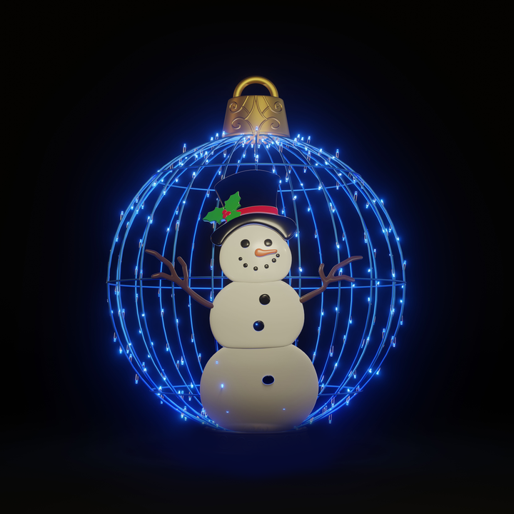 Christmas Ball Snowman 4ft Blue - Hanging