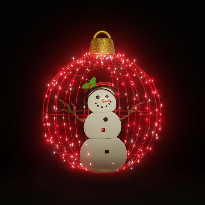 Christmas Ball Snowman 4ft Red - Hanging