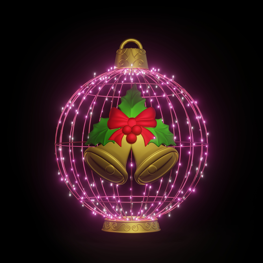Christmas Ball "Bells" 4ft Pink - Standing