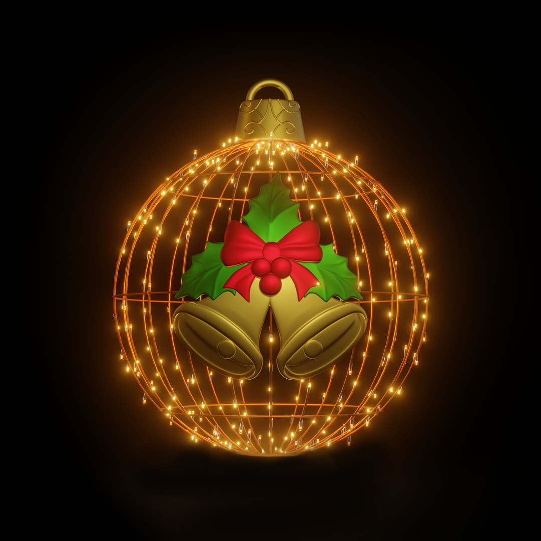 Christmas Ball "Bells" 4ft Orange - Hanging