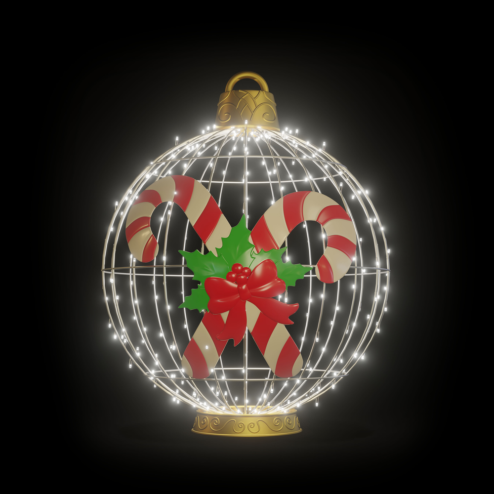 Christmas Ball Candy Cane 4ft Cold White - Standing